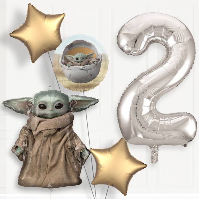 Mandalorian 2nd Birthday Helium Balloon Package - 2nd Birthday Balloon Package | Party Save Smile