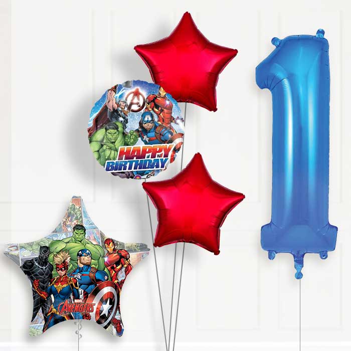 Marvel Avengers 1st Birthday Helium Balloon Package - 1st Birthday Balloon Package | Party Save Smile