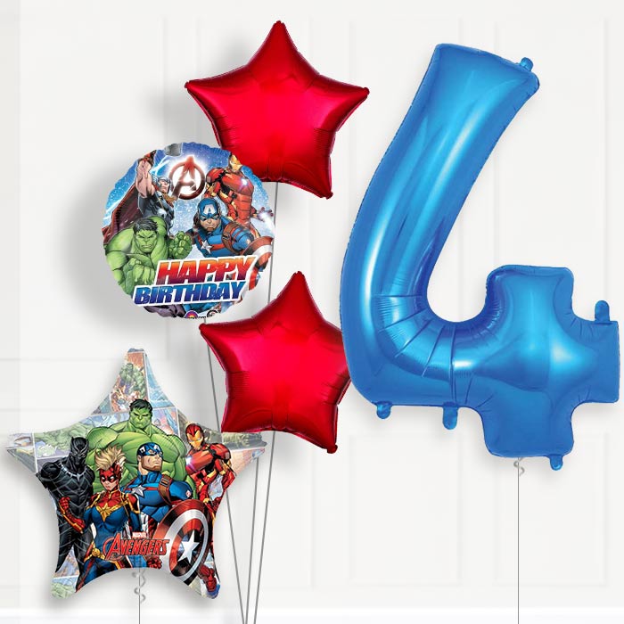 Marvel Avengers 4th Birthday Helium Balloon Package - 4th Birthday Balloon Package | Party Save Smile