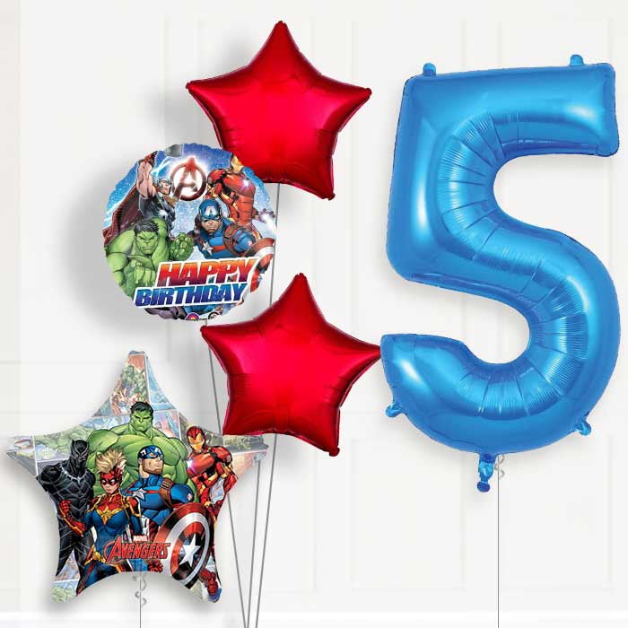 Marvel Avengers 5th Birthday Helium Balloon Package - 5th Birthday Balloon Package | Party Save Smile