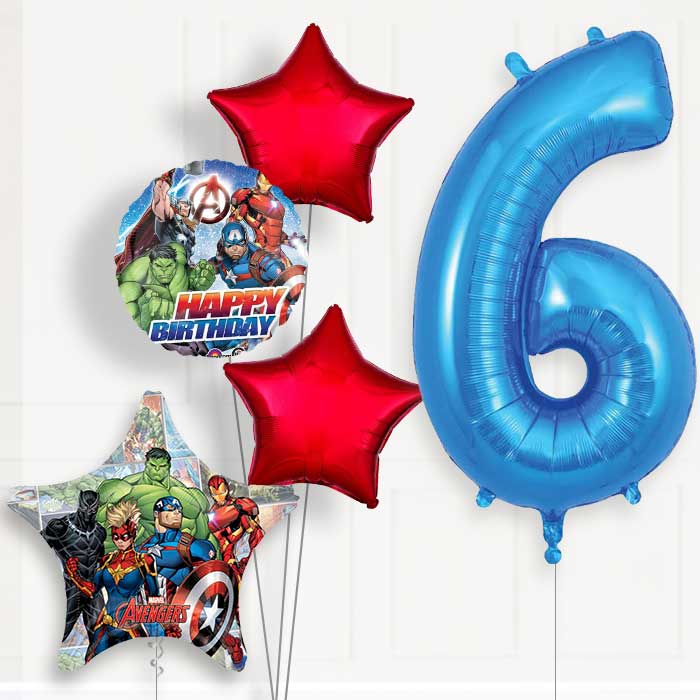 Marvel Avengers 6th Birthday Helium Balloon Package - 6th Birthday Balloon Package | Party Save Smile