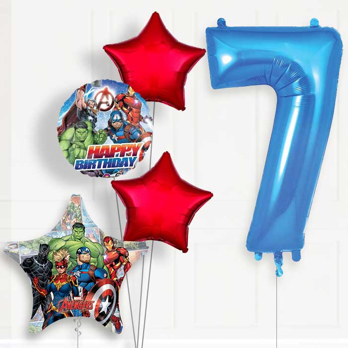 Marvel Avengers 7th Birthday Helium Balloon Package - 7th Birthday Balloon Package | Party Save Smile