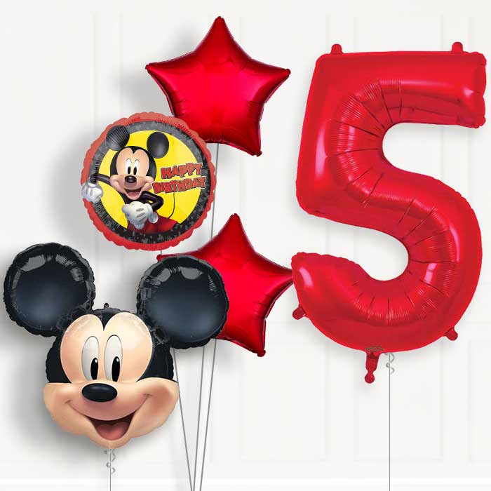 Mickey Mouse Forever 5th Birthday Helium Balloon Package - 5th Birthday Balloon Package | Party Save Smile