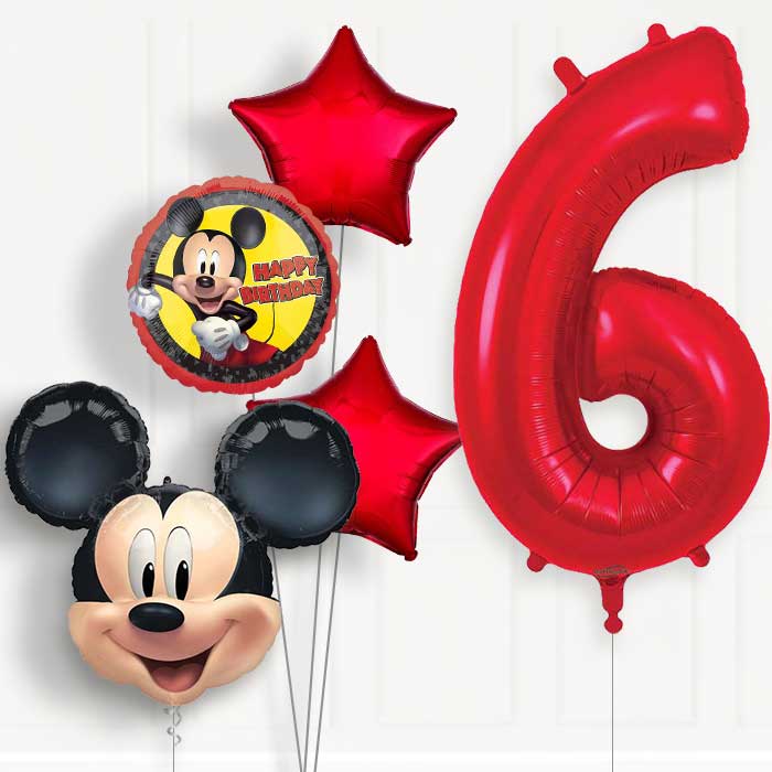 Mickey Mouse Forever 6th Birthday Helium Balloon Package - 6th Birthday Balloon Package | Party Save Smile