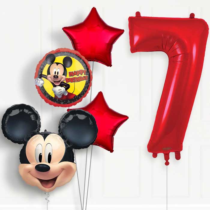 Mickey Mouse Forever 7th Birthday Helium Balloon Package - 7th Birthday Balloon Package | Party Save Smile