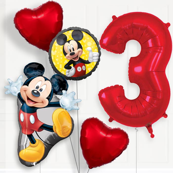 Mickey Mouse 3rd Birthday Helium Balloon Package - 3rd Birthday Balloon Package | Party Save Smile