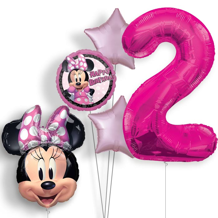Minnie Mouse Forever 2nd Birthday Helium Balloon Package - 2nd Birthday Balloon Package | Party Save Smile