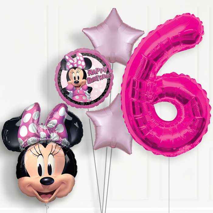 Minnie Mouse Forever 6th Birthday Helium Balloon Package - 6th Birthday Balloon Package | Party Save Smile