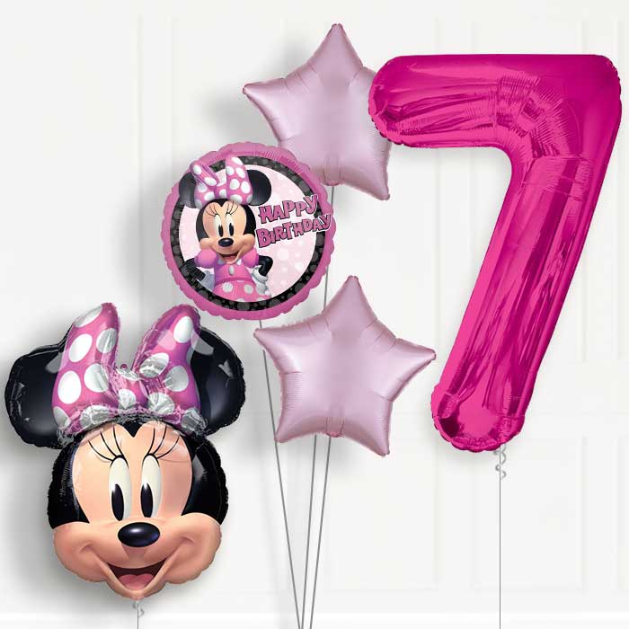 Minnie Mouse Forever 7th Birthday Helium Balloon Package - 7th Birthday Balloon Package | Party Save Smile