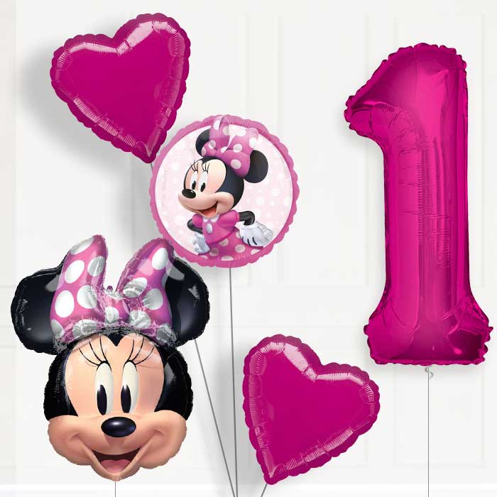 Minnie Mouse 1st Birthday Helium Balloon Package - 1st Birthday Balloon Package | Party Save Smile