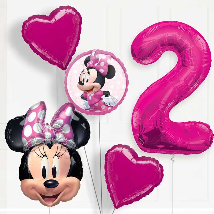Minnie Mouse 2nd Birthday Helium Balloon Package - 2nd Birthday Balloon Package | Party Save Smile