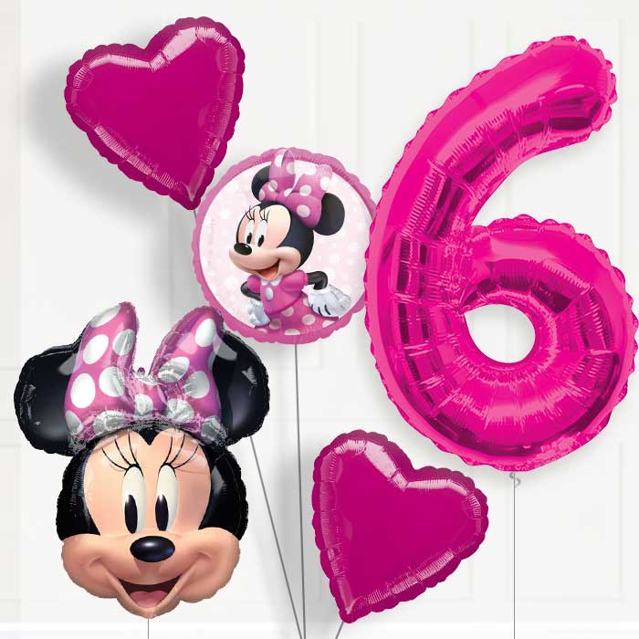 Minnie Mouse 6th Birthday Helium Balloon Package - 6th Birthday Balloon Package | Party Save Smile