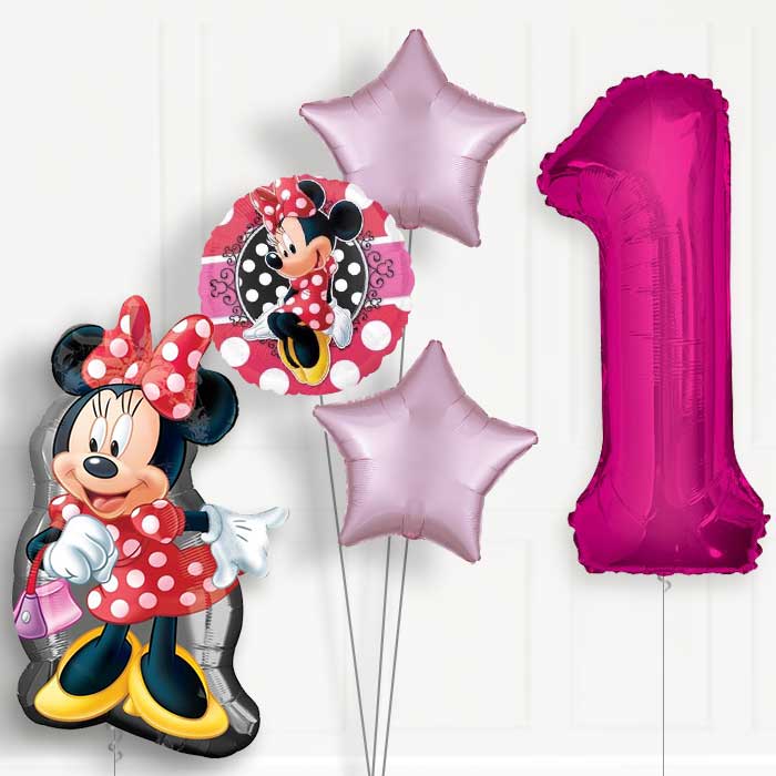 Minnie Mouse Polka Dots 1st Birthday Helium Balloon Package - 1st Birthday Balloon Package | Party Save Smile