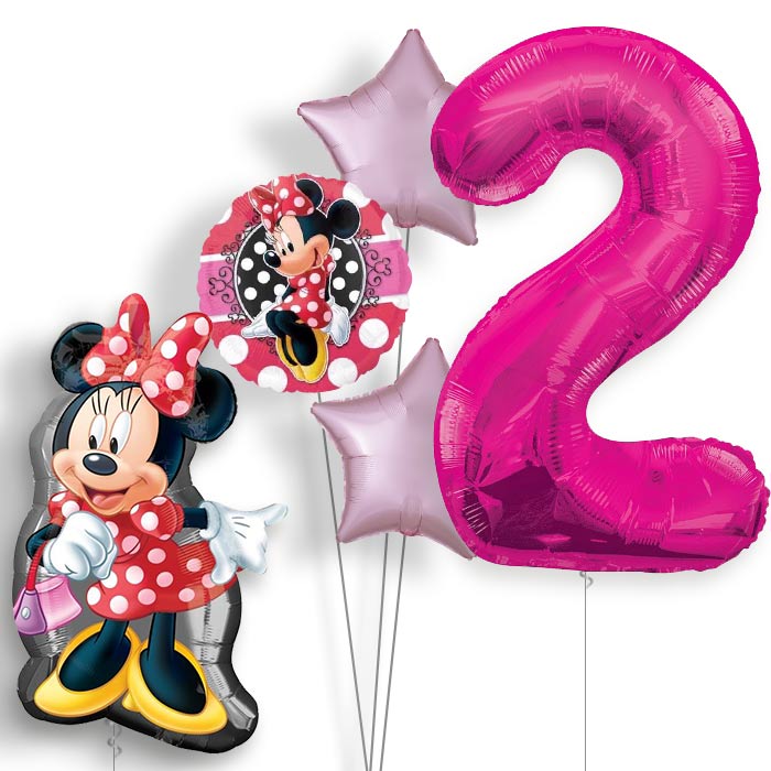 Minnie Mouse Polka Dots 2nd Birthday Helium Balloon Package - 2nd Birthday Balloon Package | Party Save Smile