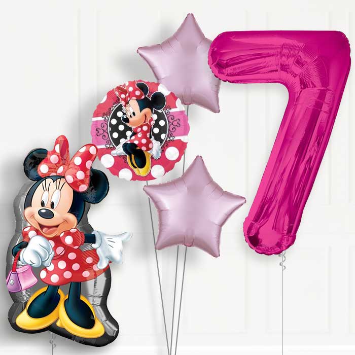 Minnie Mouse Polka Dots 7th Birthday Helium Balloon Package - 7th Birthday Balloon Package | Party Save Smile