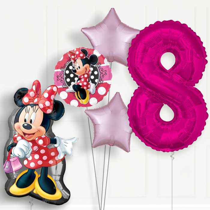 Minnie Mouse Polka Dots 8th Birthday Helium Balloon Package - 8th Birthday Balloon Package | Party Save Smile