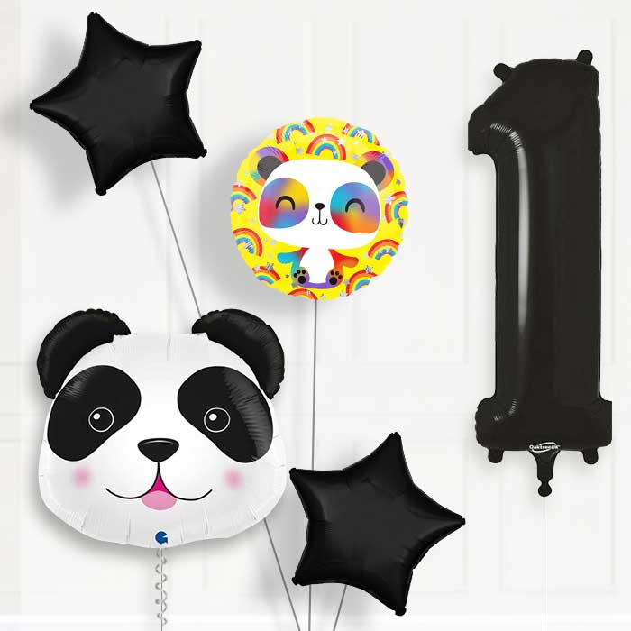 Panda Shaped 1st Birthday Helium Balloon Package - 1st Birthday Balloon Package | Party Save Smile