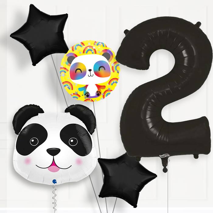 Panda Shaped 2nd Birthday Helium Balloon Package - 2nd Birthday Balloon Package | Party Save Smile