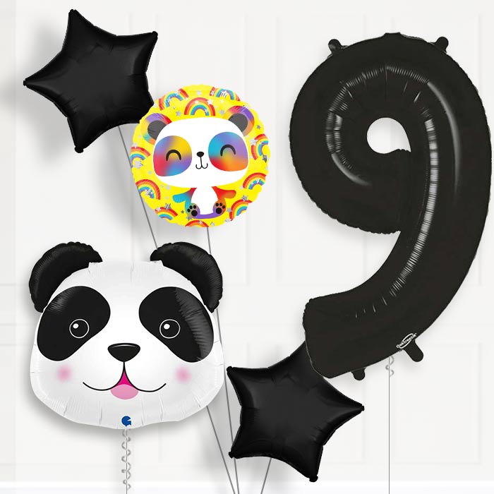 Panda Shaped Birthday Balloon Package Choose Age - 9th Birthday Balloon Package | Party Save Smile