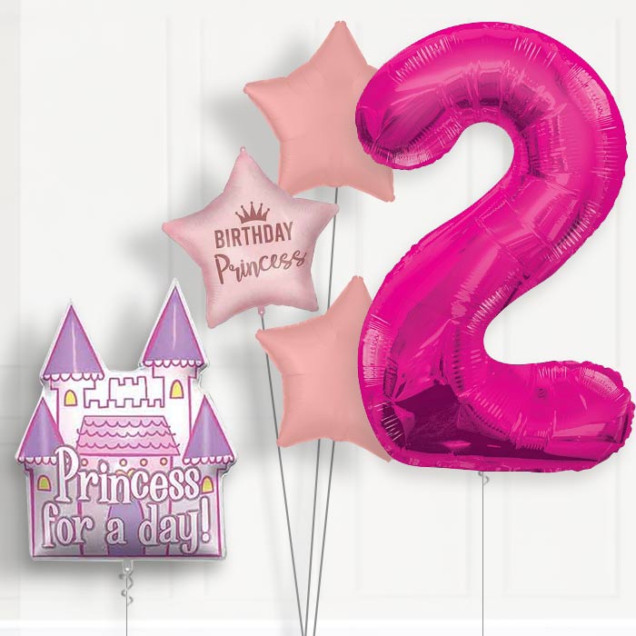 Princess Castle 2nd Birthday Helium Balloon Package - 2nd Birthday Balloon Package | Party Save Smile