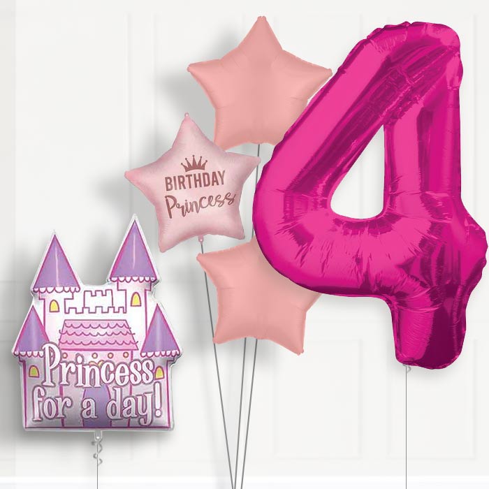 Princess Castle 4th Birthday Helium Balloon Package - 4th Birthday Balloon Package | Party Save Smile