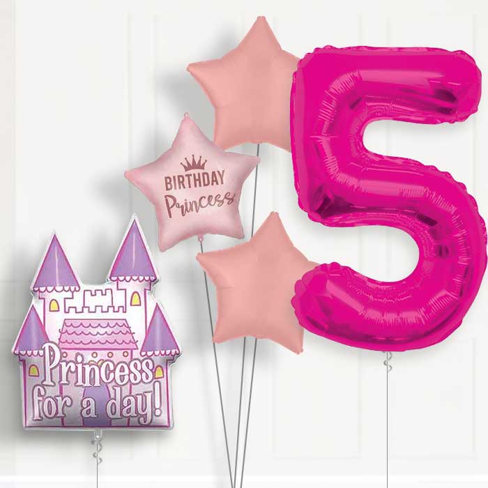 Princess Castle 5th Birthday Helium Balloon Package - 5th Birthday Balloon Package | Party Save Smile