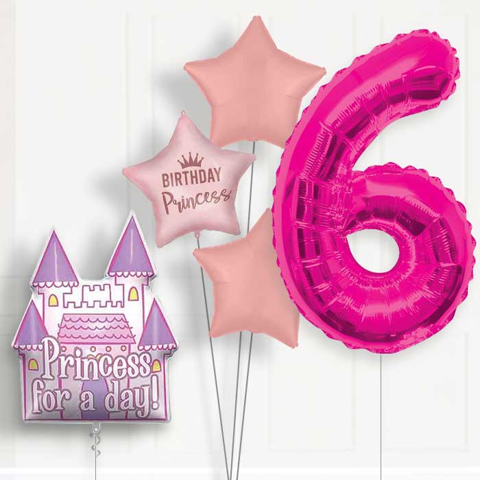 Princess Castle 6th Birthday Helium Balloon Package - 6th Birthday Balloon Package | Party Save Smile