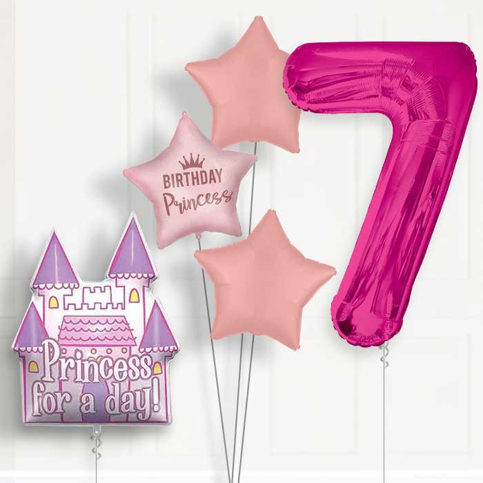 Princess Castle 7th Birthday Helium Balloon Package - 7th Birthday Balloon Package | Party Save Smile