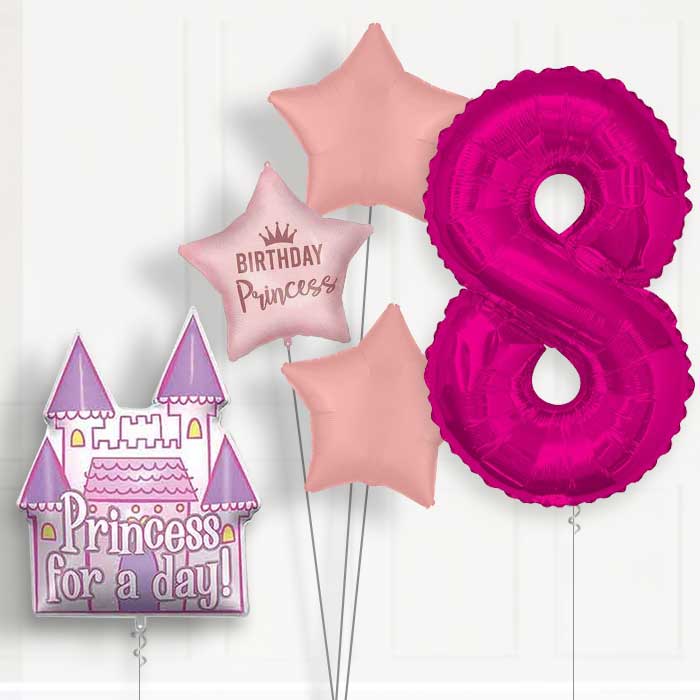 Princess Castle 8th Birthday Helium Balloon Package - 8th Birthday Balloon Package | Party Save Smile