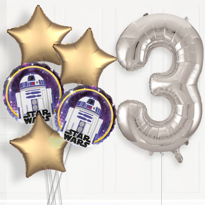 R2D2 3rd Birthday Helium Balloon Package - 3rd Birthday Balloon Package | Party Save Smile