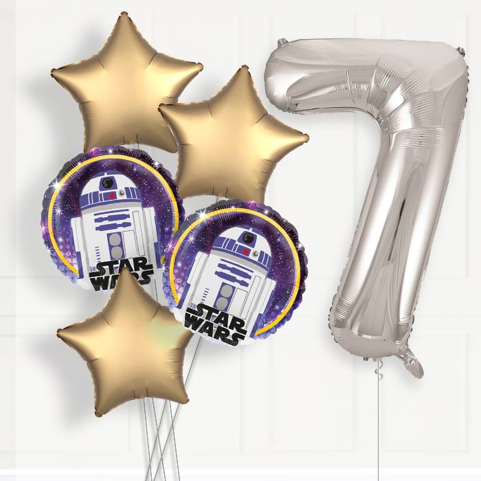 R2D2 7th Birthday Helium Balloon Package - 7th Birthday Balloon Package | Party Save Smile