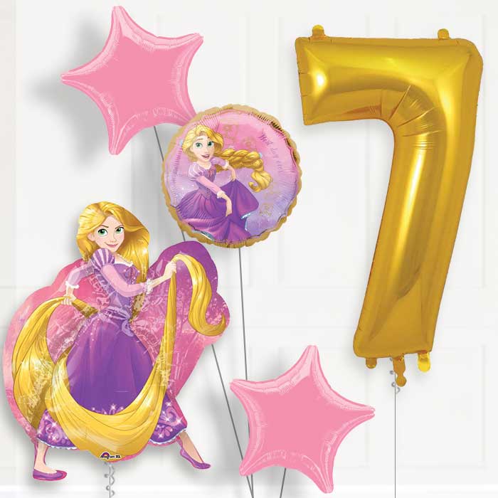 Rapunzel 7th Birthday Helium Balloon Package - 7th Birthday Balloon Package | Party Save Smile