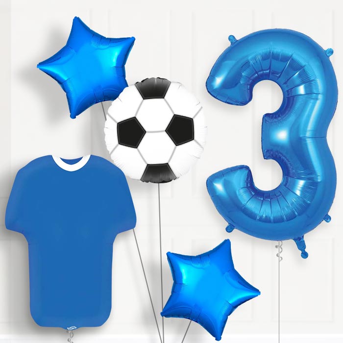 Blue Football Shirt 3rd Birthday Balloon Package