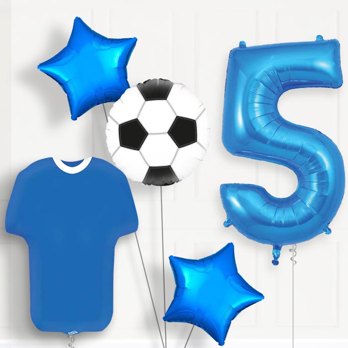 Blue Football Shirt 5th Birthday Balloon Package