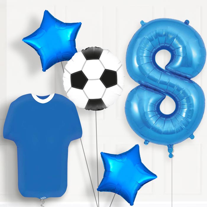 Blue Football Shirt 8th Birthday Balloon Package