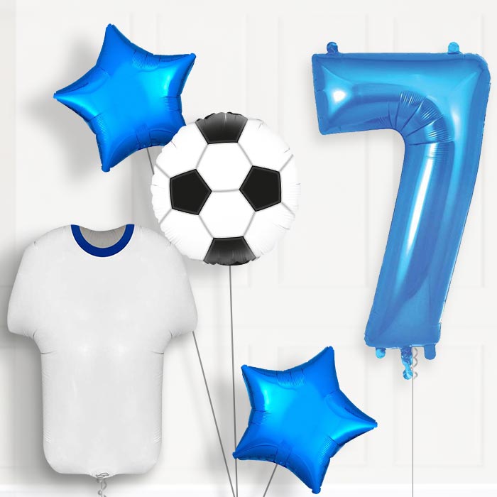 Blue and White Football Shirt 7th Birthday Balloon Package - 7th Birthday Balloon Package | Party Save Smile