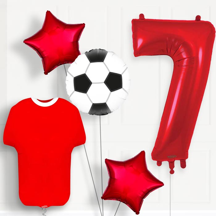 Red Football Shirt 7th Birthday Balloon Package - 7th Birthday Balloon Package | Party Save Smile