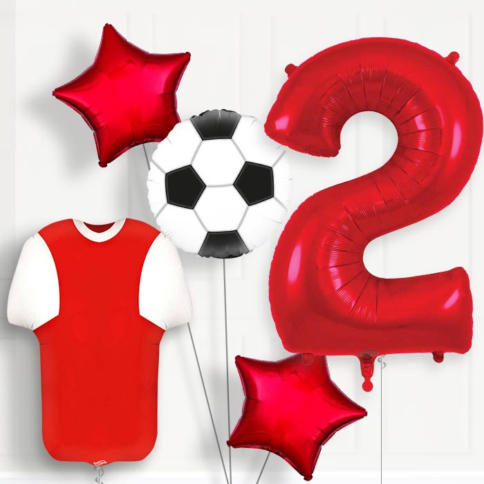 Red and White Football Shirt 2nd Birthday Balloon Package - 2nd Birthday Balloon Package | Party Save Smile