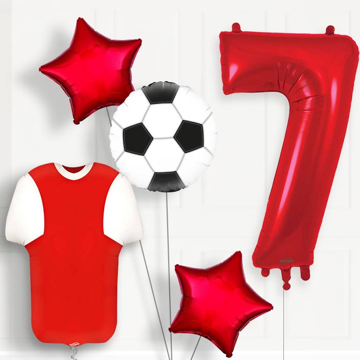 Red and White Football Shirt 7th Birthday Balloon Package - 7th Birthday Balloon Package | Party Save Smile