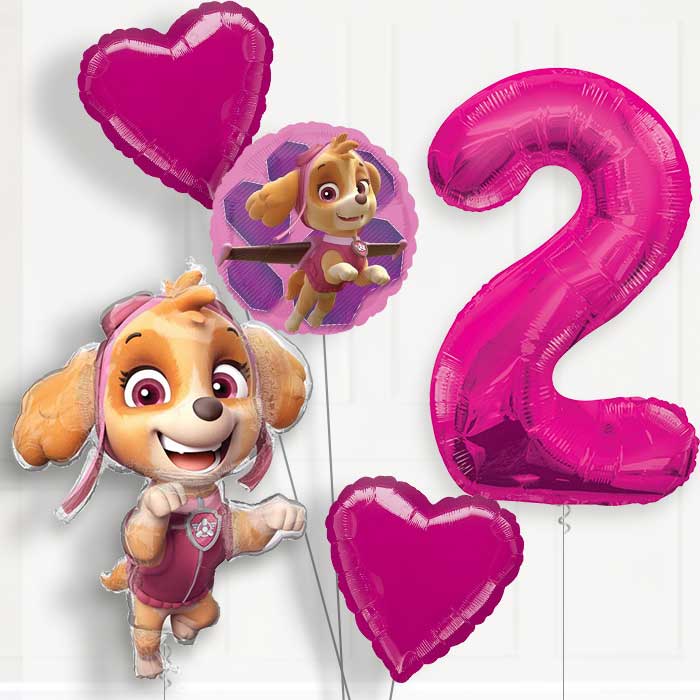 Shaped Skye 2nd Birthday Helium Balloon Package - 2nd Birthday Balloon Package | Party Save Smile