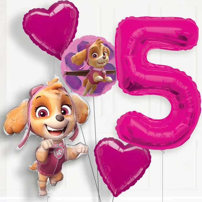 Shaped Skye 5th Birthday Helium Balloon Package - 5th Birthday Balloon Package | Party Save Smile