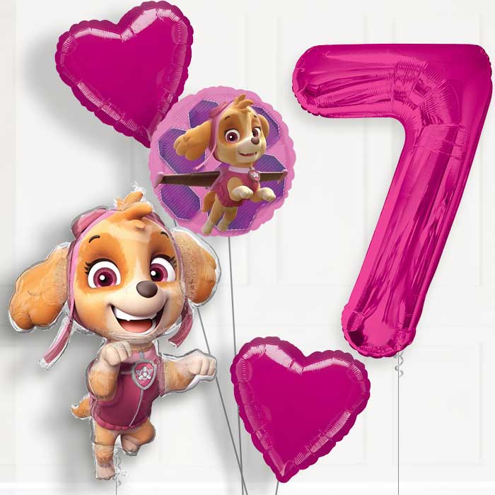 Shaped Skye 7th Birthday Helium Balloon Package - 7th Birthday Balloon Package | Party Save Smile
