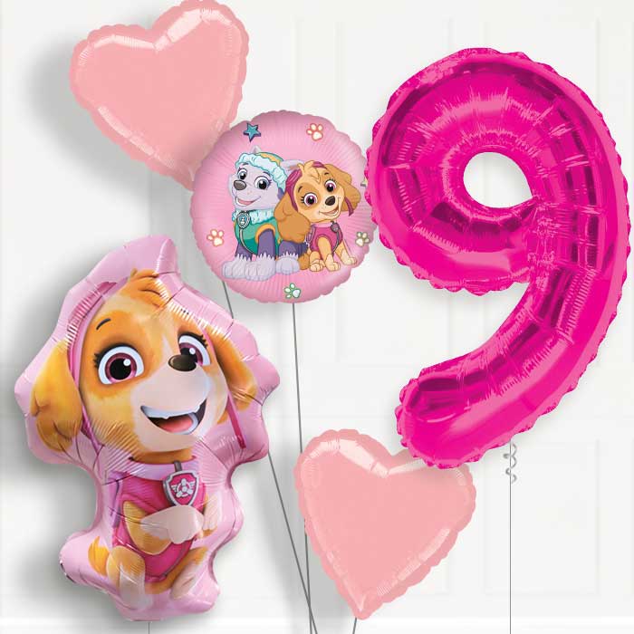 Skye Shaped 9th Birthday Helium Balloon Package - 9th Birthday Balloon Package | Party Save Smile