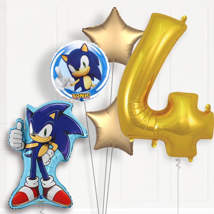 Sonic the Hedgehog 4th Birthday Balloon Helium Balloon Package - 4th Birthday Balloon Package | Party Save Smile