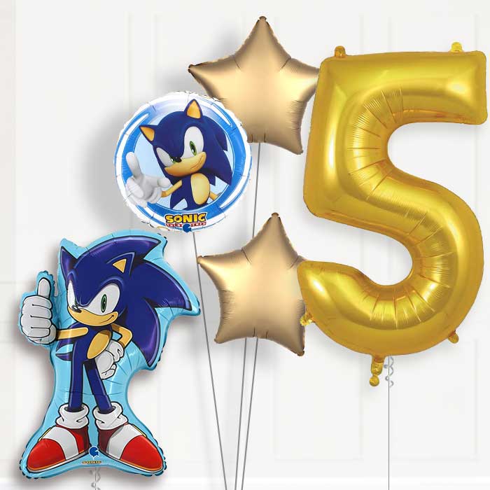 Sonic the Hedgehog 5th Birthday Balloon Helium Balloon Package - 5th Birthday Balloon Package | Party Save Smile