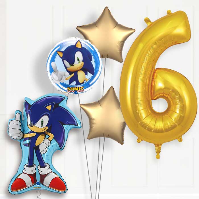 Sonic the Hedgehog 6th Birthday Balloon Helium Balloon Package - 6th Birthday Balloon Package | Party Save Smile