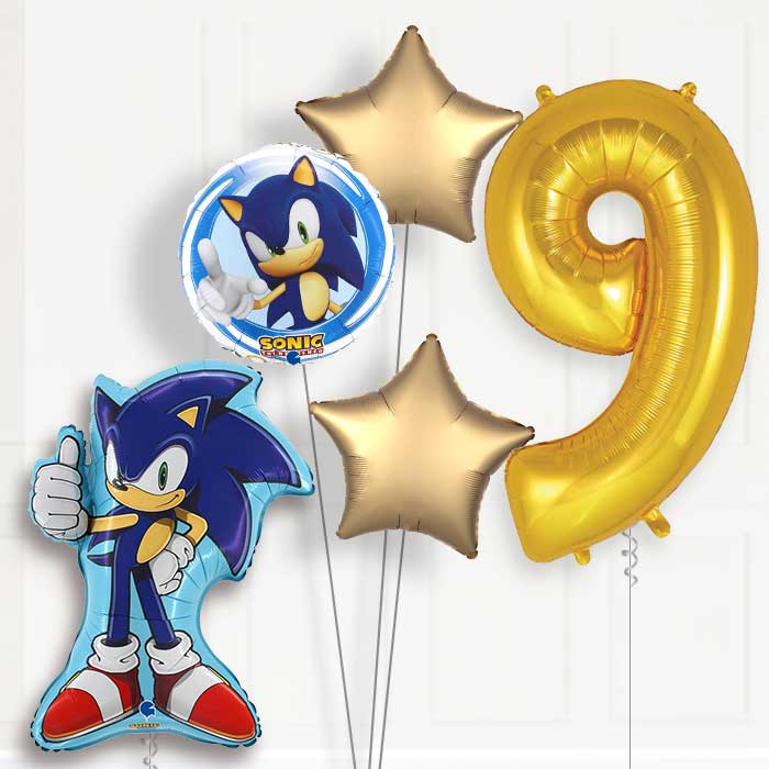 Sonic the Hedgehog 9th Birthday Balloon Helium Balloon Package - 9th Birthday Balloon Package | Party Save Smile