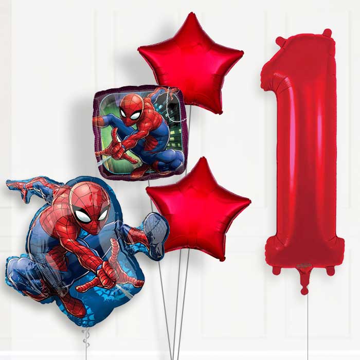 Animated Spiderman 1st Birthday Helium Balloon Package - 1st Birthday Balloon Package | Party Save Smile