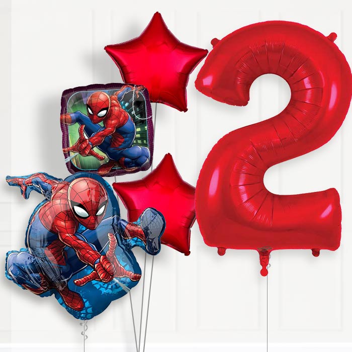 Animated Spiderman 2nd Birthday Helium Balloon Package - 2nd Birthday Balloon Package | Party Save Smile