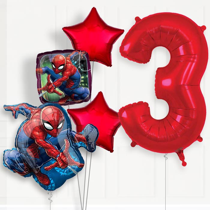 Animated Spiderman 3rd Birthday Helium Balloon Package - 3rd Birthday Balloon Package | Party Save Smile